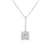 14KT White Gold 0.21ct Pink Sapphire and Diamond Pendant with Chain