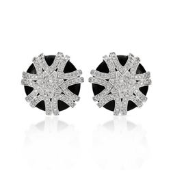 14KT White Gold 15.54ctw Onyx and Diamond Earrings