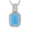 Image 1 : 14KT White Gold 3.88ct Turquoise and Diamond Pendant with Chain