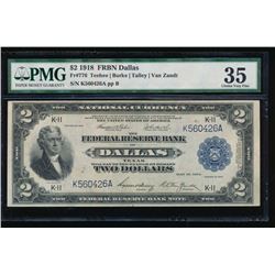 1918 $2 Dallas Federal Reserve Bank Note PMG 35