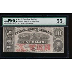 1863 $10 North Carolina Obsolete Note PMG 55EPQ