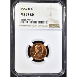 1957-D LINCOLN CENT, NGC MS-67 RED