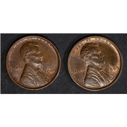 2-CH BU RB 1909 VDB LINCOLN CENTS