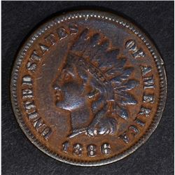1886 TYPE-1 INDIAN CENT, VF