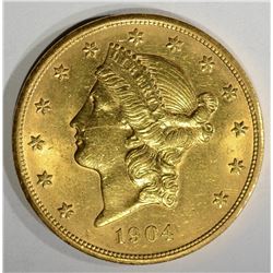 1904 $20.00 GOLD LIBERTY, GEM BU