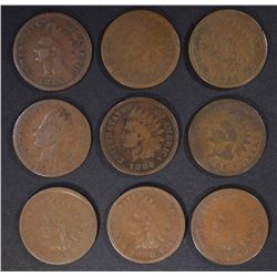 9-1886 TYPE-1 INDIAN CENTS, AVE CIRC