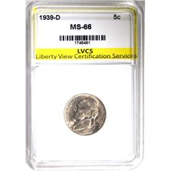 1939-D JEFFERSON NICKEL, LVCS SUPERB GEM BU