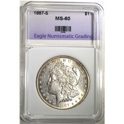 1887-S MORGAN DOLLAR, ENG UNC NICE!