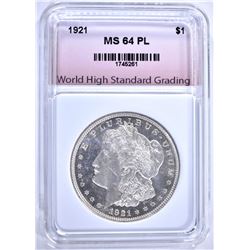 1921 MORGAN DOLLAR, WHSG CH/GEM BU PL