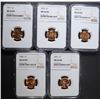 Image 1 : 5 P MINT LINCOLN CENTS NGC MS-66 RD