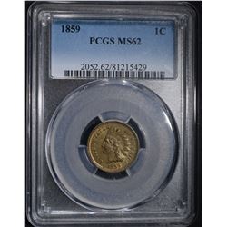 1859 INDIAN CENT PCGS MS-62
