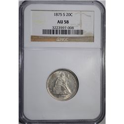 1875-S TWENTY CENT PIECE NGC AU-58