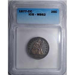 1877-CC SEATED QUARTER ICG MS-62