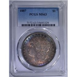 1887 MORGAN DOLLAR PCGS MS63