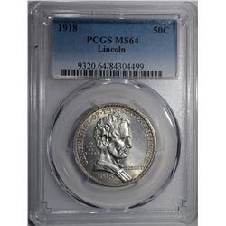 1918 LINCOLN COMMEM HALF DOLLAR PCGS MS-64