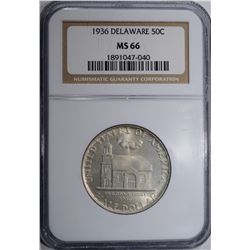 1936 DELAWARE COMMEM HALF DOLLAR NGC MS-66