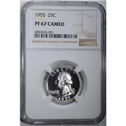 1955 WASHINGTON QTR NGC PF67 CAMEO