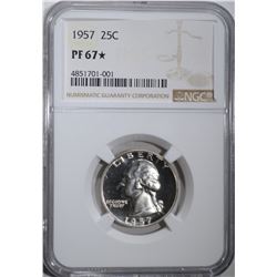 1957 WASHINGTON QTR NGC PF67 STAR