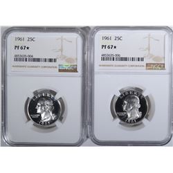 2 - 1961 WASHINGTON QTRS NGC PF67*