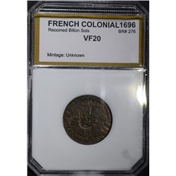 1696 FRENCH COLONIAL PCI VF BREEN #276 SCARCE