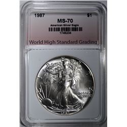 1987 AMERICAN SILVER EAGLE, WHSG PERFECT GEM BU