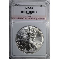 2017 AMERICAN SILVER EAGLE, CCGS PERFECT GEM BU