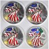 Image 1 : 4-COLORIZED AMERICAN SILVER EAGLES