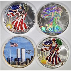 3-COLOR & 1 HOLOGRAM AMERICAN SILVER EAGLES