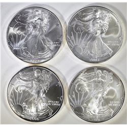 2002, 04, 06 & 2010 BU AMERICAN SILVER EAGLES