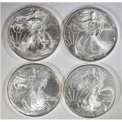 2000, 03, O6 & 08 BU AMERICAN SILVER EAGLES