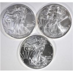 2002, 03 & 2015 BU AMERICAN SILVER EAGLES