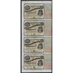 Uncut Sheet of (4) State of Louisiana Baby Bond Obsolete Notes