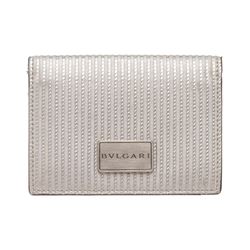 Bvlgari Silver Metallic Leather Cardholder Wallet