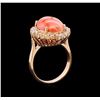 Image 4 : 8.10 ctw Pink Coral and Diamond Ring - 14KT Rose Gold
