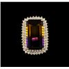 Image 2 : 30.06 ctw Ametrine and Diamond Ring - 14KT Yellow Gold