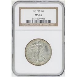 1947-D Walking Liberty Half Dollar Coin NGC MS65