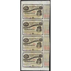 Uncut Sheet of (4) State of Louisiana Baby Bond Obsolete Notes