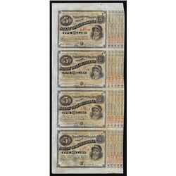 Uncut Sheet of (4) State of Louisiana Baby Bond Obsolete Notes