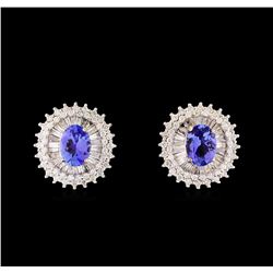 14KT White Gold 2.44 ctw Tanzanite and Diamond Stud Earrings