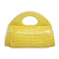 Nancy Gonzalez Yellow Crocodile Hard Framed Tote Bag