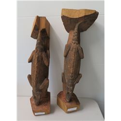 Pair of PNG Alligator Figures