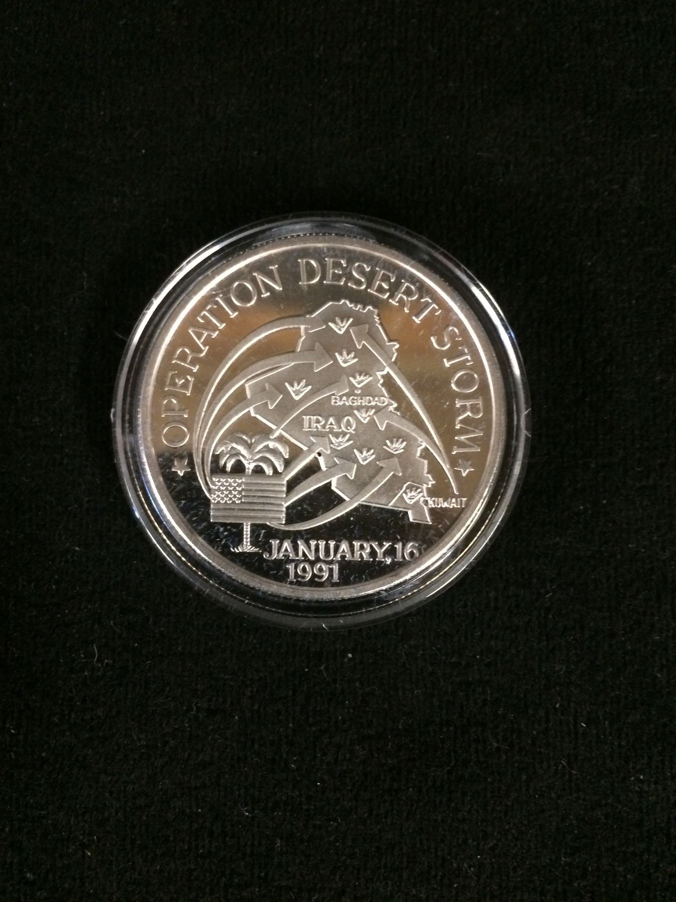 Rare Silver Bar Round Coin Operation Desert Storm 1991 Rare Silver Bar Round Coin Operation Desert Storm 1991