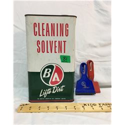 GR OF 3, B/A CLEANING SOLVENT GALLON, SOME CONTENTS, 2 B/A ICE SCRAPERS