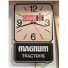 Image 2 : CASE IH MAGNUM TRACTOR DEALER CLOCK, 17 1/2" X 26 1/2", WORKING.