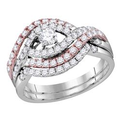 1 CTW Diamond Crossover Bridal Wedding Engagement Ring 14KT Two-tone Gold - REF-101W2K