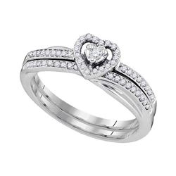 0.25 CTW Diamond Heart Bridal Engagement Ring 10KT White Gold - REF-33W8K