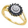 Image 1 : 0.25 CTW Black Color Diamond Cluster Ring 10KT Yellow Gold - REF-18K2W