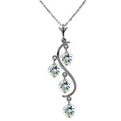 Genuine 2.25 ctw Aquamarine Necklace Jewelry 14KT White Gold - REF-36N8R