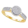 Image 1 : 0.20 CTW Diamond Circle Cluster Bridal Engagement Ring 10KT Yellow Gold - REF-24N2F