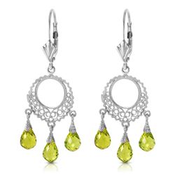 Genuine 3.75 ctw Peridot Earrings Jewelry 14KT White Gold - REF-43H8X